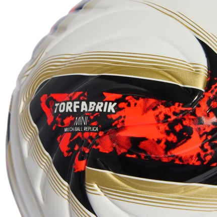 Futbolo kamuolys adidas Bundesliga 26/27 Torfabrik Mini baltas-oranžinis-auksinis KG6039