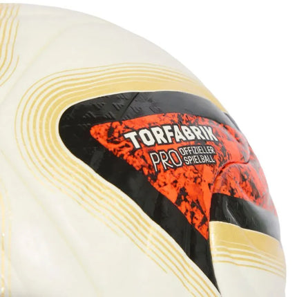 Futbolo kamuolys adidas Bundesliga 26/27 Torfabrik Pro baltas-oranžinis-auksinis KG6037