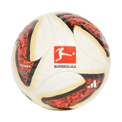 Futbolo kamuolys adidas Bundesliga 26/27 Torfabrik Pro baltas-oranžinis-auksinis KG6037