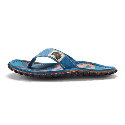 Gumbies unisex šlepetės per pirštą ISLANDER FLIP-FLOP BLUE PALMETTO