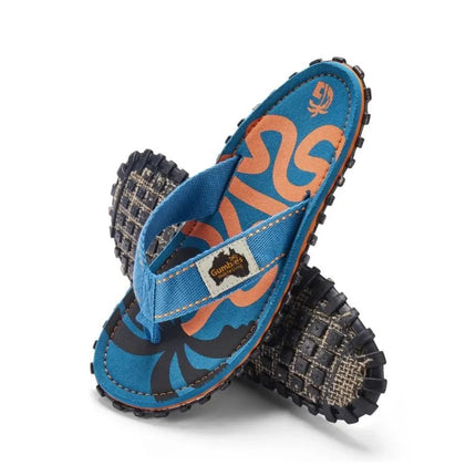 Gumbies unisex šlepetės per pirštą ISLANDER FLIP-FLOP BLUE PALMETTO