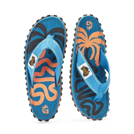 Gumbies unisex šlepetės per pirštą ISLANDER FLIP-FLOP BLUE PALMETTO