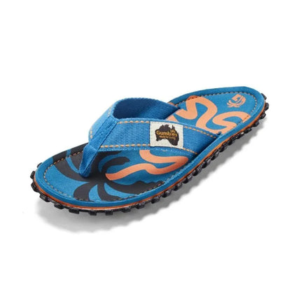 Gumbies unisex šlepetės per pirštą ISLANDER FLIP-FLOP BLUE PALMETTO