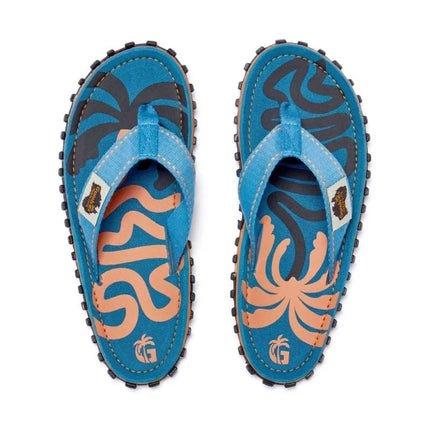 Gumbies unisex šlepetės per pirštą ISLANDER FLIP-FLOP BLUE PALMETTO