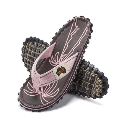 Gumbies unisex šlepetės per pirštą ISLANDER FLIP-FLOP PALM LEAF PINK