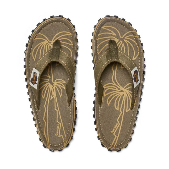 Gumbies vyriškos šlepetės per pirštą ISLANDER FLIP-FLOP PALM LEAF KHAKI