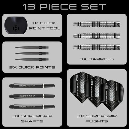 Harrows SUPERGRIP QP TORPEDO 90% plieninių antgalių smiginio strėlytės