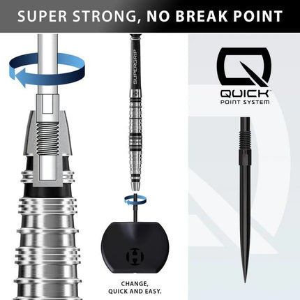 Harrows SUPERGRIP QP TORPEDO 90% plieninių antgalių smiginio strėlytės