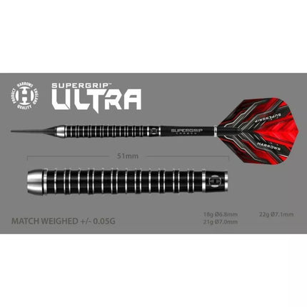Harrows Supergrip Ultra Dartai 90% Softip HS-TNK-000013877