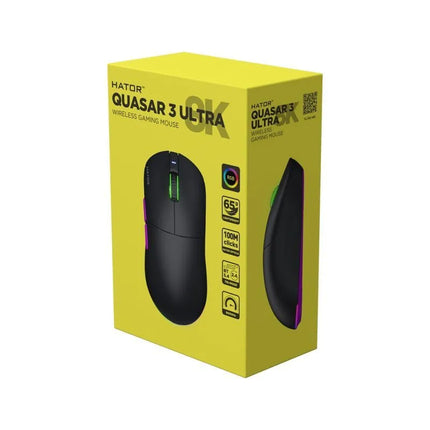Hator Quasar 3 Ultra 8K belaidė žaidimų pelė, juoda