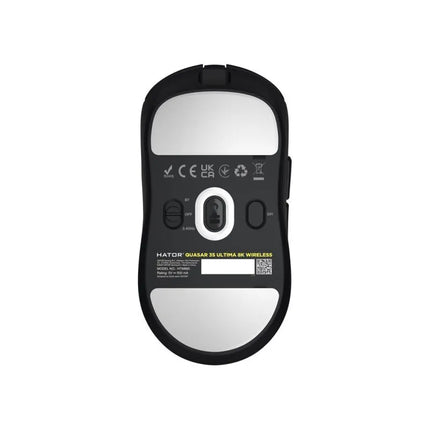 HATOR Quasar 3S Ultima 8K belaidė žaidimų pelė, dešiniarankiams, RF belaidė + „Bluetooth“ + USB Type-C, optinis jutiklis, 30000 DPI
