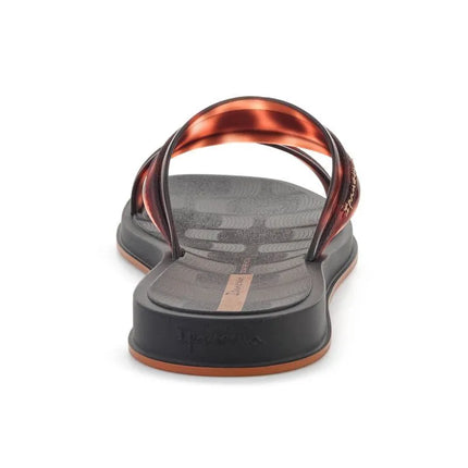 IPANEMA GLOW TRENDY SLIDE AD moteriškos šlepetės, juodos/vėžlio rašto/rudos spalvos, 27421-BR850
