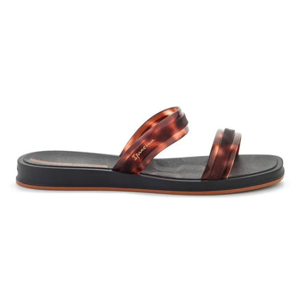 IPANEMA GLOW TRENDY SLIDE AD moteriškos šlepetės, juodos/vėžlio rašto/rudos spalvos, 27421-BR850