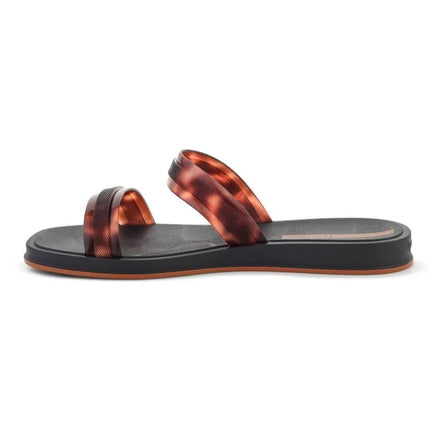 IPANEMA GLOW TRENDY SLIDE AD moteriškos šlepetės, juodos/vėžlio rašto/rudos spalvos, 27421-BR850