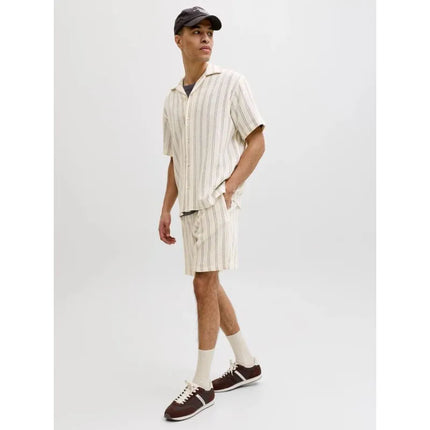Jack&Jones vyriški dryžuoti šortai JPSTJAIDEN COBA STRIPE JOG SHORTS REG SN 12274413 Antique White Stripes