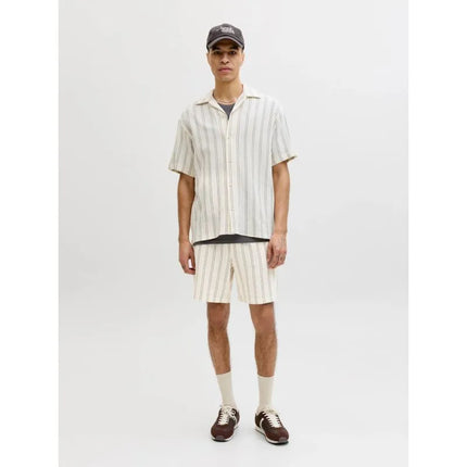 Jack&Jones vyriški dryžuoti šortai JPSTJAIDEN COBA STRIPE JOG SHORTS REG SN 12274413 Antique White Stripes