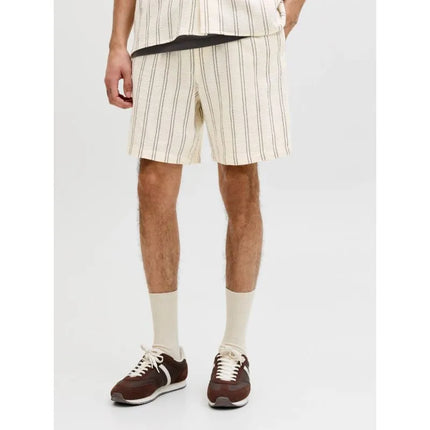 Jack&Jones vyriški dryžuoti šortai JPSTJAIDEN COBA STRIPE JOG SHORTS REG SN 12274413 Antique White Stripes