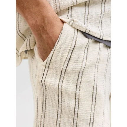 Jack&Jones vyriški dryžuoti šortai JPSTJAIDEN COBA STRIPE JOG SHORTS REG SN 12274413 Antique White Stripes