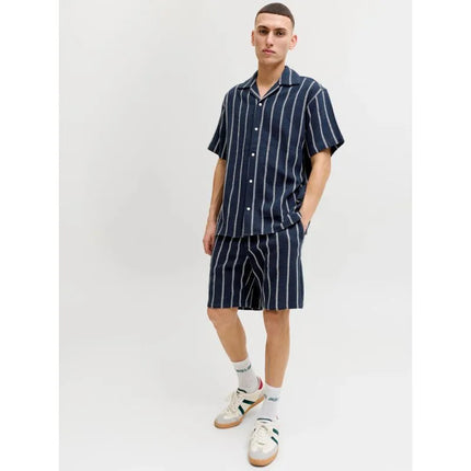 Jack&Jones vyriški dryžuoti šortai JPSTJAIDEN COBA STRIPE JOG SHORTS REG SN 12274413 SKY CAPTAIN/STRIPES