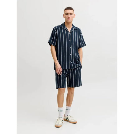 Jack&Jones vyriški dryžuoti šortai JPSTJAIDEN COBA STRIPE JOG SHORTS REG SN 12274413 SKY CAPTAIN/STRIPES