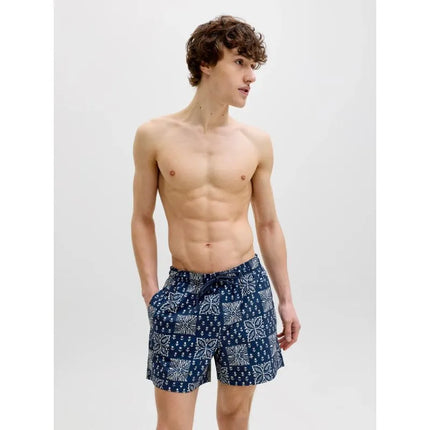 Jack&Jones vyriški maudymosi šortai JPSTMAUI SHELL AOP SWIM SHORTS REG 12291808 PAGEENT BLUE