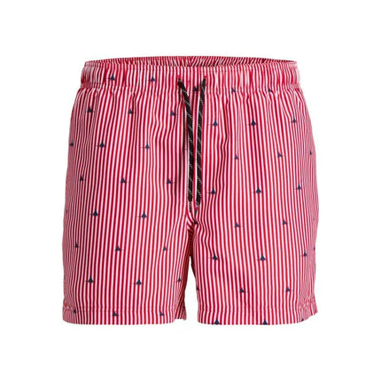 Jack&Jones vyriški maudymosi šortai JWHARUBA SWIM PRINTS 12206537 TRUE RED STRIPES
