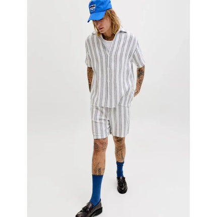 Jack&Jones vyriški šortai JPSTJAIDEN COBA STRIPE JOG SHORTS REG SN 12274413 CLOUD DANCER/STRIPES