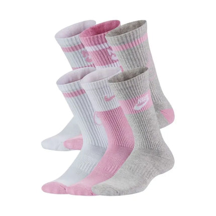 Jaunimo kojinės Nike Everyday Cush Crew baltos, rožinės, pilkos CK7302 905