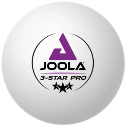 JOOLA PRO 3 ŽVAIGŽDUČIŲ STALO TENISO KAMUOLIUKAI 24 VNT. BALTI