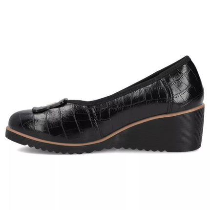 Juodi odiniai bateliai su platforma Filippo DP7661/26 BK