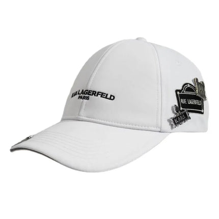 Karl Lagerfeld Paris balta kepurė su dirželiu – L5WH7947-wht