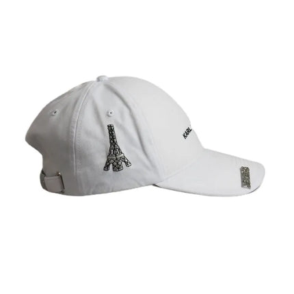 Karl Lagerfeld Paris balta kepurė su dirželiu – L5WH7947-wht