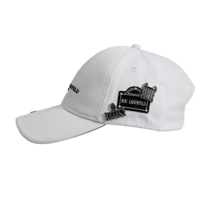 Karl Lagerfeld Paris balta kepurė su dirželiu – L5WH7947-wht