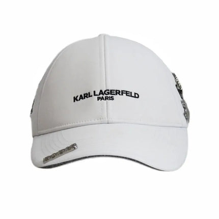 Karl Lagerfeld Paris balta kepurė su dirželiu – L5WH7947-wht