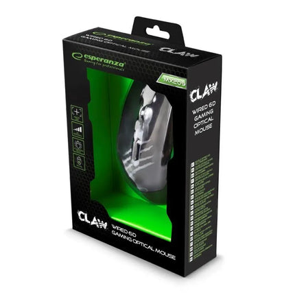 Kompiuterio pelė Esperanza MX209 Claw EGM209G (optinė; 2400 DPI; juoda)