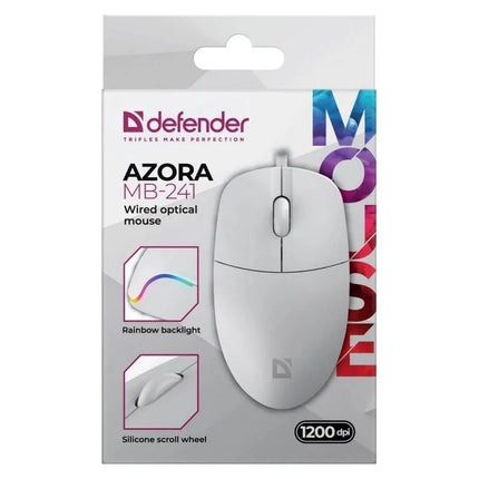 Laidinė pelė Defender Azora MB-241, optinė, 1200 DPI, 3 mygtukai, balta, 52242