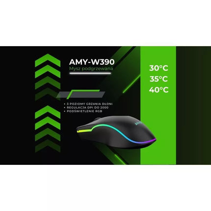 Laidinė šildoma pelė Activejet USB AMY-W390; 30°C / 35°C / 40°C