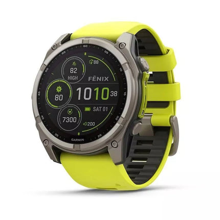 Laikrodis Garmin Fenix 8 Solar Sapphire Titanium, Amp Yellow / Graphite