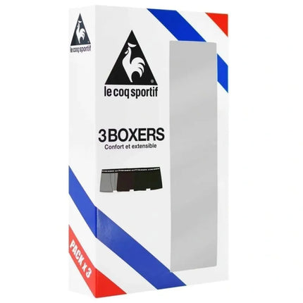 Le Coq Sportif vyriškos bokserės, 3 vnt. pakuotė, juodos, pilkos ir bordo spalvos