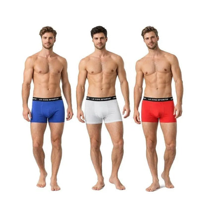 Le Coq Sportif vyriškos bokserių stiliaus kelnaitės, 3 vnt., raudonos, pilkos, tamsiai mėlynos