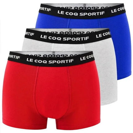 Le Coq Sportif vyriškos bokserių stiliaus kelnaitės, 3 vnt., raudonos, pilkos, tamsiai mėlynos