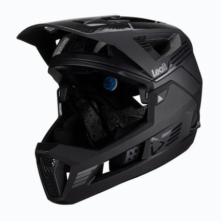 LEATT MTB Enduro 4.0 V23 dviračio šalmas su nuimamu smakro apsaugos lankeliu, dydis L, juodas