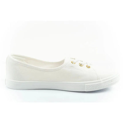 Lee Cooper moteriški laisvalaikio bateliai, sportinio stiliaus balti įsispiriami balerinos tipo bateliai