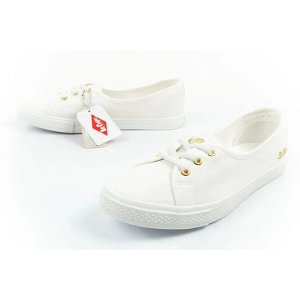 Lee Cooper moteriški laisvalaikio bateliai, sportinio stiliaus balti įsispiriami balerinos tipo bateliai