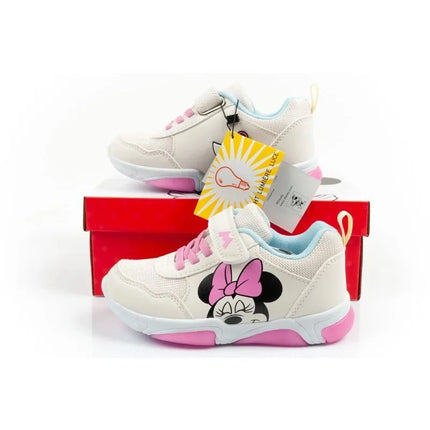 Leomil vaikiški sportiniai bateliai Minnie Mouse su lipdukais ir LED lemputėmis