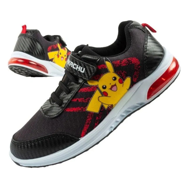 Leomil vaikiški sportiniai bateliai Pokemon kedai lengvi su lipukais LED juodi