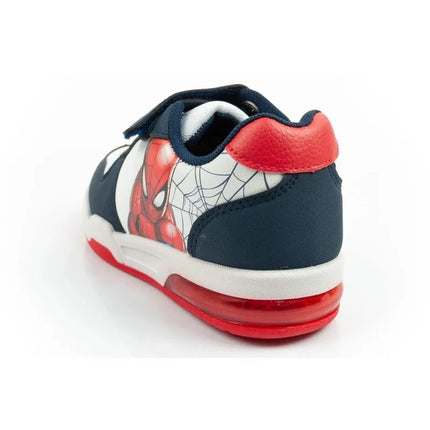 Leomil vaikiški sportiniai bateliai Spiderman lengvi su LED lemputėmis ir velcro užsegimu, balti