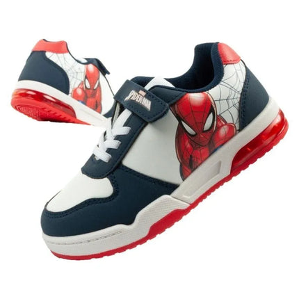 Leomil vaikiški sportiniai bateliai Spiderman lengvi su LED lemputėmis ir velcro užsegimu, balti