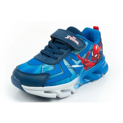 Leomil vaikiški sportiniai bateliai Spiderman lengvi su „velcro“ užsegimu ir LED lemputėmis, mėlyni