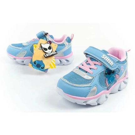 Leomil vaikiški sportiniai kedai su lipukais ir LED švieselėmis, mėlyni, Stitch